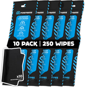 Fortress Car Wipes 10-pack with 10 microfiber cloths