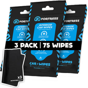 Fortress Car Wipes 3-pack with 3 microfiber cloths